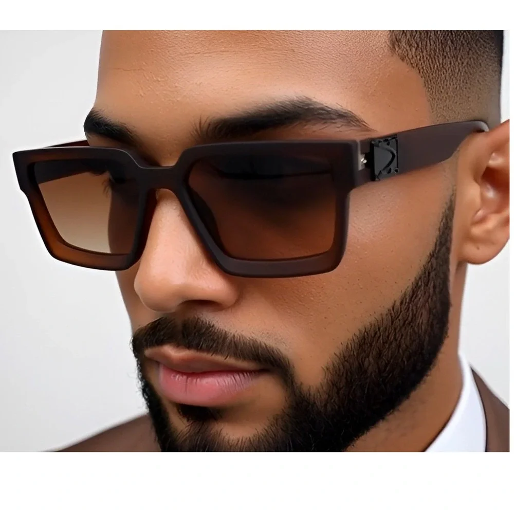 Men's Oversized Square Sunglasses‎ Brown Tinted Lenses Bold Frame Style Lentes